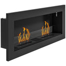 Camino a Bioetanolo da Incasso 90x15x40 cm 2 Bruciatori da 0,85L in Acciaio Inox Nero 