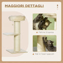 Tiragraffi per Gatti Alto 105 cm con Palo Graffiatoio in Sisal Cestino Pallina Sospesa in Peluche Beige      