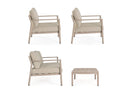 Set 4 Pezzi Salotto da Giardino con Divano 2 Poltrone e Tavolino in Alluminio e Spun Poly Sirius Timber 