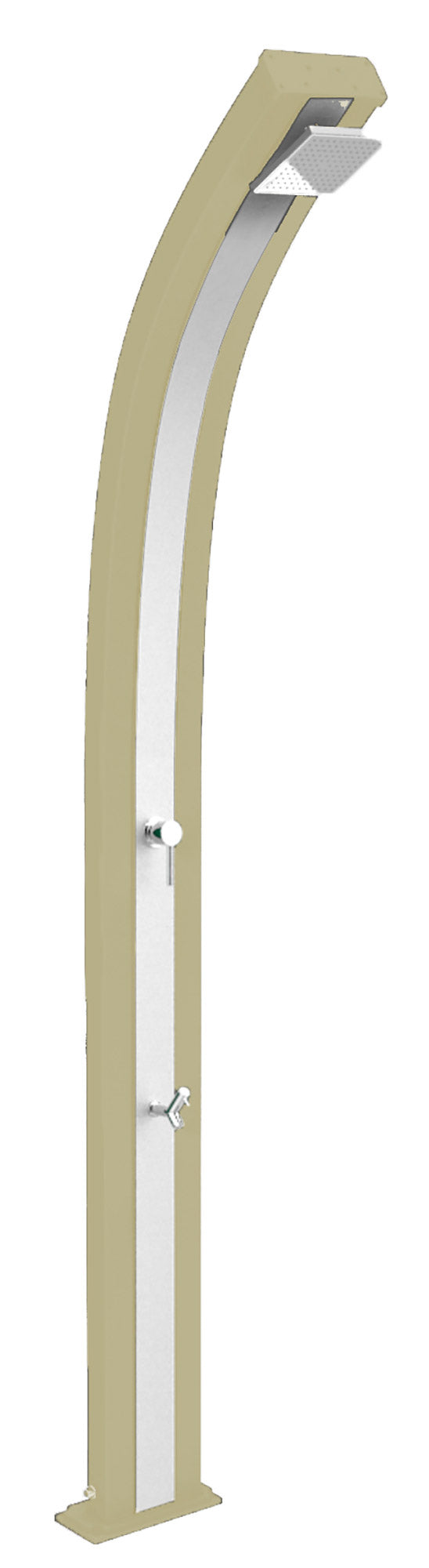 Douche de Jardin Solaire Extérieure 30L Mitigeur et Lave Pieds Arkema Ressort Bande Inox Champagne Bronze sconto