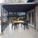 Pergola da Giardino 3,6x3 m in Alluminio con 4 Pannelli Moucharabieh e Tenda Laterale Grigio Antracite