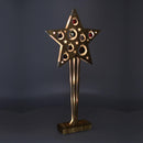 Stella in Legno marrone con sfere e 15 Led cm 28x7xh57,5