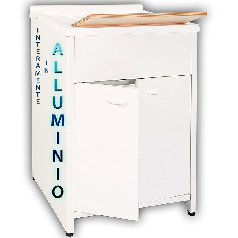 Mobile Lavatoio da Esterno in Polipropilene e Alluminio 60x60x83 cm Bianco  