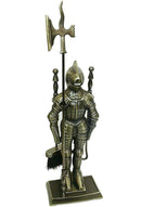 Set Camino 4 Pezzi 53x20 cm Scopino Paletta Attizzatoio e Pinza con Supporto Cavaler Bronzo