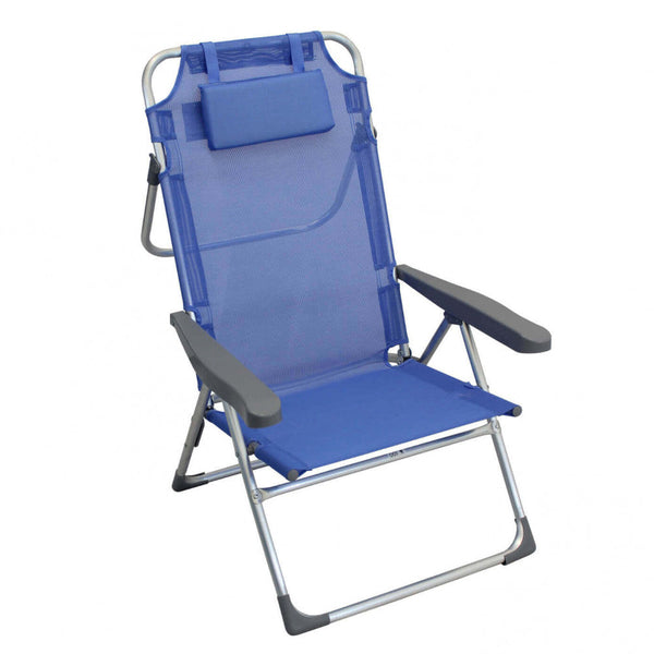 online Spiaggina Bibione Alta avec Coussin 67x65x99 h cm en Textilène Bleu Clair