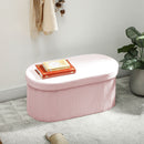Pouf Contenitore Pieghevole 76x38x35 cm con Vano da 72L e Rivestimento in Velluto Rosa      