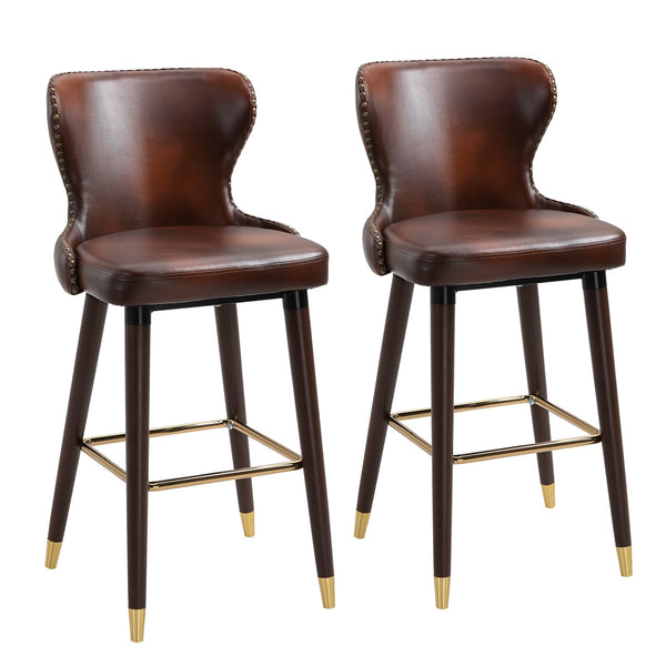 Lot de 2 tabourets de bar hauts en simili cuir marron et doré prezzo