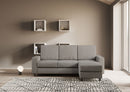 Divano 3 Posti con Pouf 208x155x85 cm Sakar in Tessuto Grigio