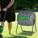 Compostiera da Giardino 71x65x96 cm Girevole a 2 Sezioni con 8 Prese d'Aria in Acciaio e PP Grigio  