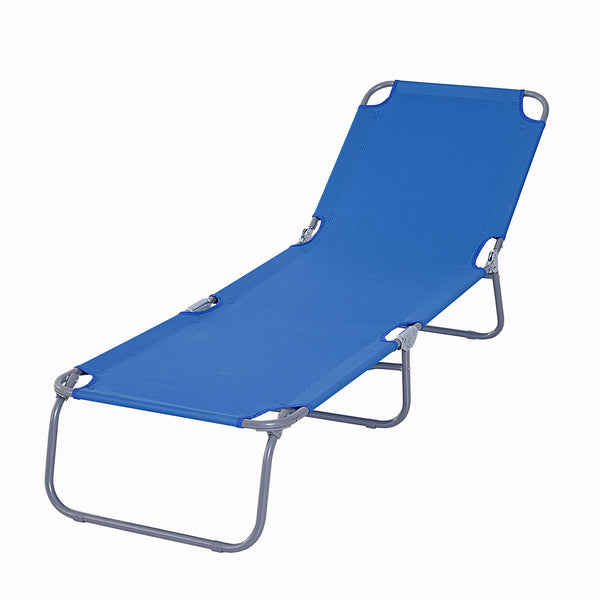 acquista Bain de soleil de jardin pliant 180x55x24 cm en métal et tissu Oxford bleu