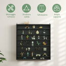 Bacheca Vetrina a Muro con 6 Ripiani Regolabili 80x9.5x83 cm in Legno Nero      