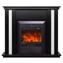 Camino Elettrico da Pavimento 95x110x27 cm Effetto Fiamma 2000W Gustavo & Cristina Nero/bianco