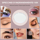 Specchio da Tavolo in Vetro con 14 Luci LED Regolabili e Ricarica USB 62,5x14x49,5 cm  per Trucco Make up Bianco  