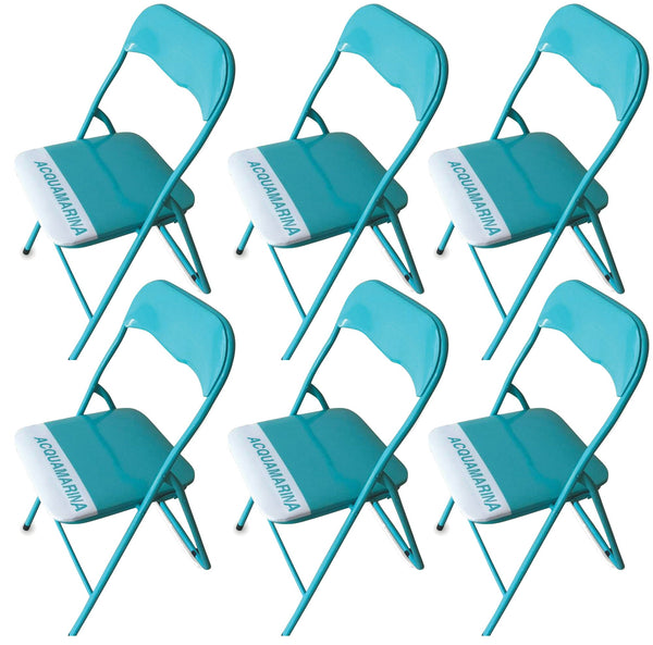 acquista Lot de 6 chaises pliantes en métal aigue-marine Soriani
