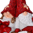 Pupazzo Babbo Natale con Led in Resina con bimba rosso cm 40x26xh15