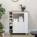 Carrello da Cucina con Armadietto e Ripiani Regolabili 75x39,5x88 cm Bianco   