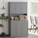 Mobile Cucina Credenza Country 101x39x180cm con Mensole Regolabili in MDF Grigio      