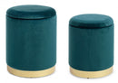 Set 2 Pouf Contenitore Polina Navyus in Tessuto effetto Velluto