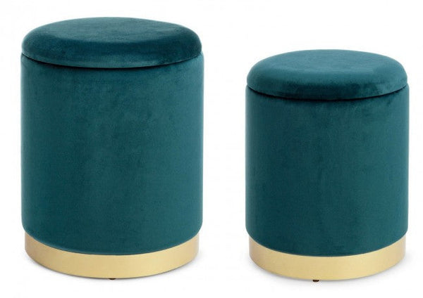 Set 2 Pouf Container Polina Navyus en Tissu Effet Velours online