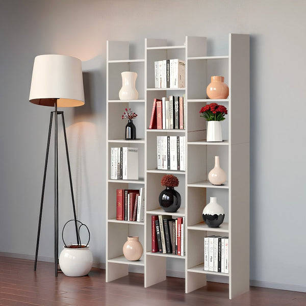 prezzo Bibliothèque 15 étagères 96x24,8x192 cm en bois MDF blanc