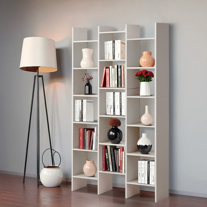 Libreria 15 Ripiani 96x24,8x192 cm in Legno MDF Bianco