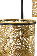 Porta Vaso da Muro Doppio Hong 27x14x48 cm in Ferro Nero e Oro      
