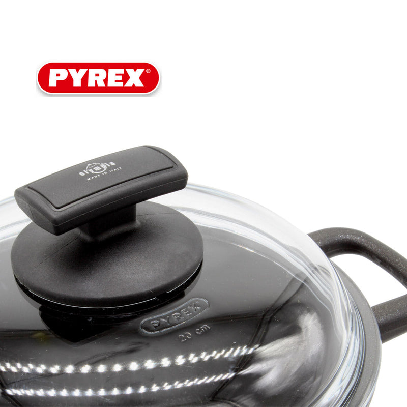 Casseruola con Coperchio in Vetro Antiaderente 2 Manici Olympia Hard Cook Varie Misure
