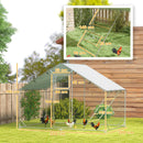 Recinto per Galline da 6 mq 300x200x195 cm per 6-8 Animali con Tetto Impermeabile Mangiatoia e Posatoio Argento  