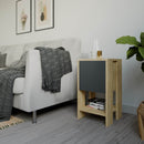 Comodino 1 Anta 30x30x55 cm in MDF Ema Rovere Antracite