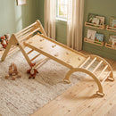 Gioco Arrampicata Bambini 178x64,5x63 cm con Triangolo e Arco Montessori e Rampa con Pietre in Legno      
