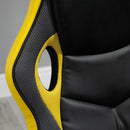 Sedia da Gaming Girevole Reclinabile in Similpelle  Nera e Gialla