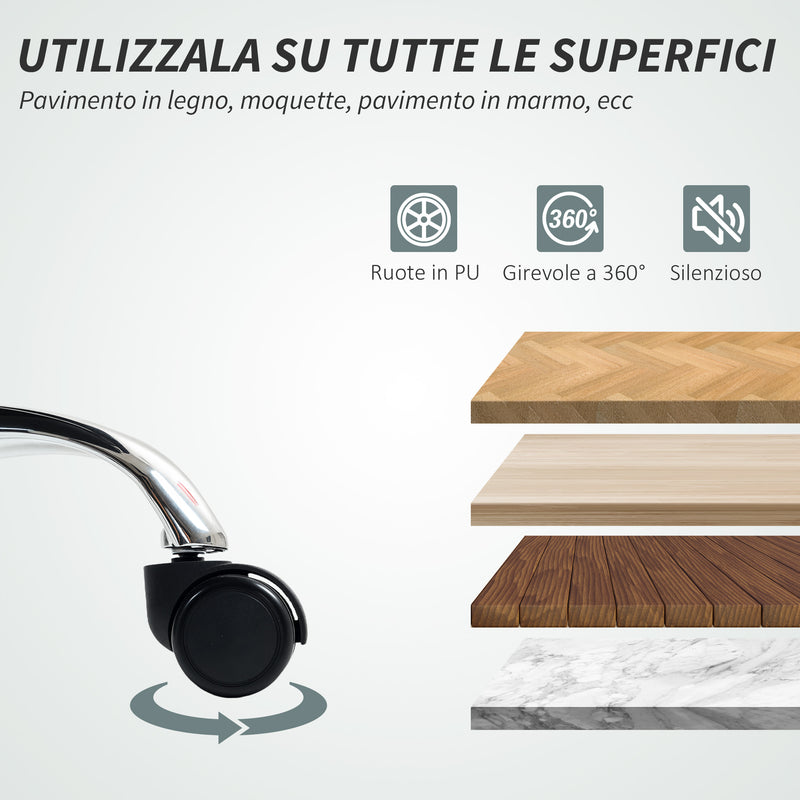 Sedia da Ufficio Reclinabile a 155° con Poggiapiedi Doppia Imbottitura e Rivestimento in Finta Pelle Nero      