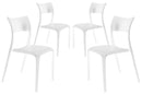 Set 4 Sedie da Giardino in Polipropilene Vandi Bianche