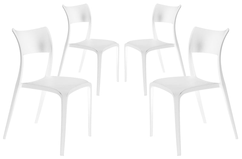 Set 4 Sedie da Giardino in Polipropilene Vandi Bianche