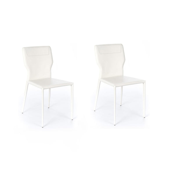 Set 2 Sedie 56x44xH86,5 cm in Similcuoio e Metallo Kim Bianco acquista