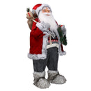 Pupazzo Babbo Natale in Tessuto con regali e ghirlanda grigio rosso cm 40x23,5xh80