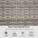 Set Salotto da Giardino Divano 2 Poltrone e Tavolino in Rattan Polietilene Grigio