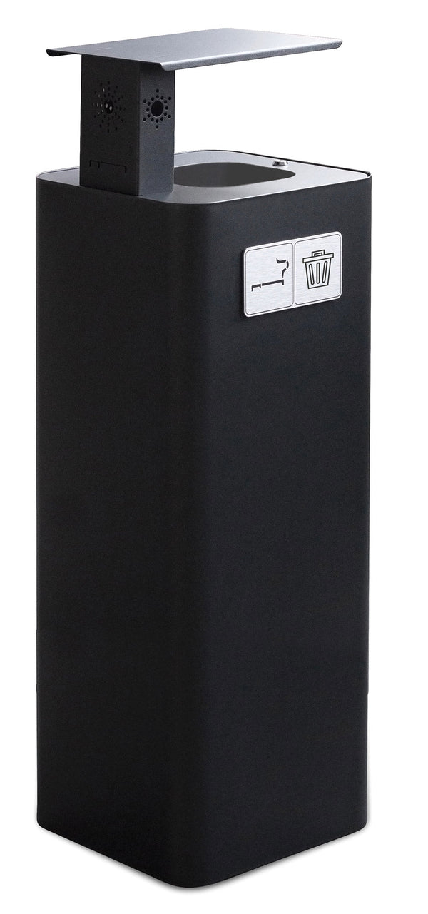 Poubelle de collecte 30x30xh102 cm en acier peint avec couvercle basculant noir acquista