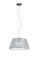 Lampadario Sospeso Circolare Metallo Cromo Cristalli K9 dffusore Vetro Moderno G9