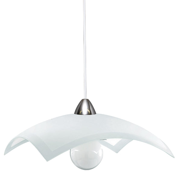 prezzo Suspension 40X40 1xE27 Cadre Blanc-Chrome Plaque Verre Blanc E-Energy Tobia