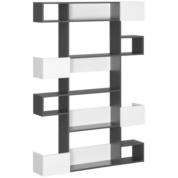 acquista Bibliothèque moderne à 5 niveaux avec 8 étagères 120x20x171 cm en aggloméré gris et blanc