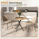 Tavolo da Pranzo Rotondo Stile Industriale Ø80x75 cm con Gambe a Croce in Acciaio Colore Quercia      