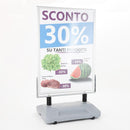 Espositore Pubblicitario Bifacciale con Ruote 100x140 cm in Alluminio da Esterno Antivento Silver