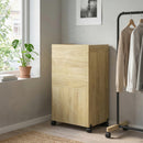 Mobile Asse da Stiro Pieghevole 154x55x87 cm con Porta Ferro e Indumenti con Vano Aperto in MDF Color Legno      