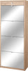 Meuble à Chaussures 4 Portes avec Miroir 1 Tiroir 63x164x29 cm Chêne Naturel
