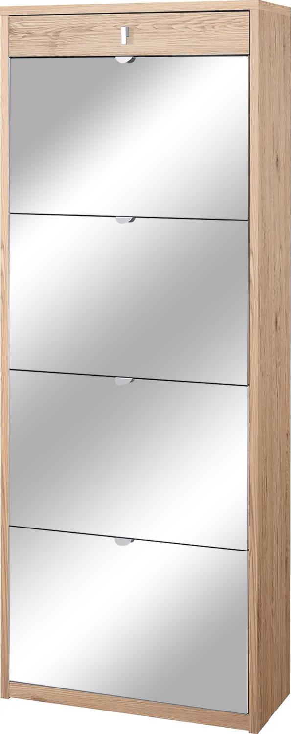 Meuble à Chaussures 4 Portes avec Miroir 1 Tiroir 63x164x29 cm Chêne Naturel sconto