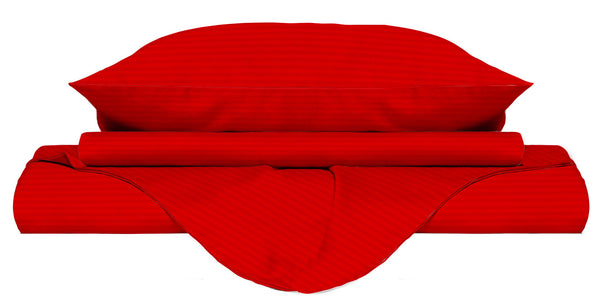acquista Housse de couette double avec sac et taies d'oreiller en satin de polyester rouge