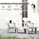 Set 2 Sdraio da Giardino Regolabili 79x158x88 cm con Tavolino e Braccioli in Polipropilene Bianco      