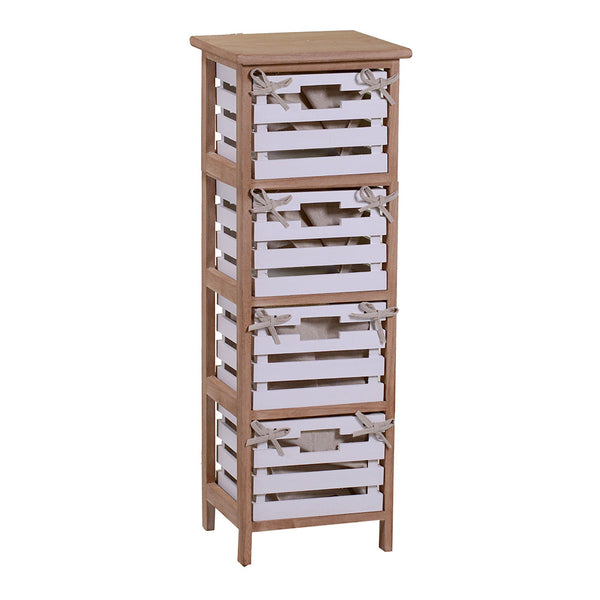 prezzo Commode 4 tiroirs en bois 30x27x85cm Arianna Naturel et Blanc