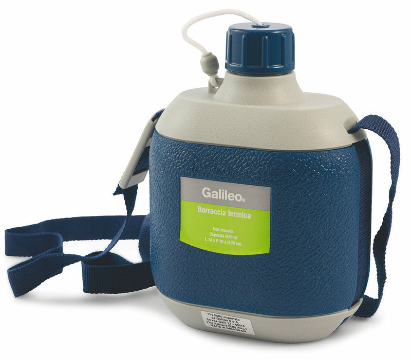 Borraccia Termica in Plastica 600 ml con Tracolla Soriani Blu